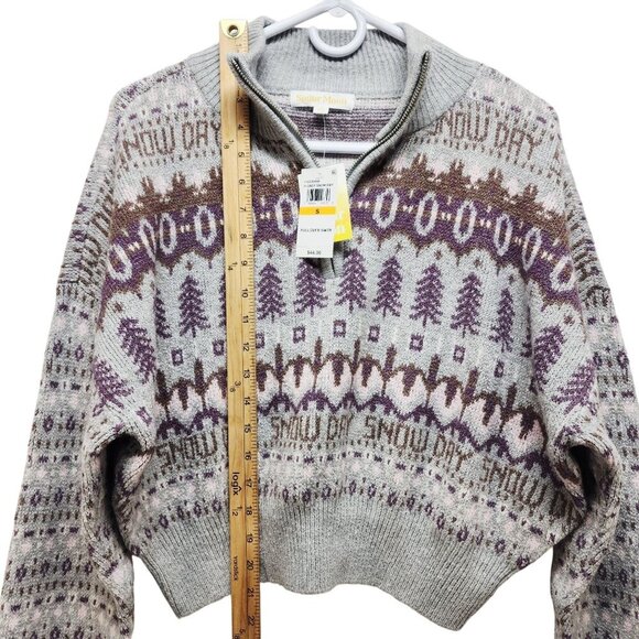 Sugar Moon Grey Snow Day Fair Isle Pullover Sweater Size S - Picture 6 of 6